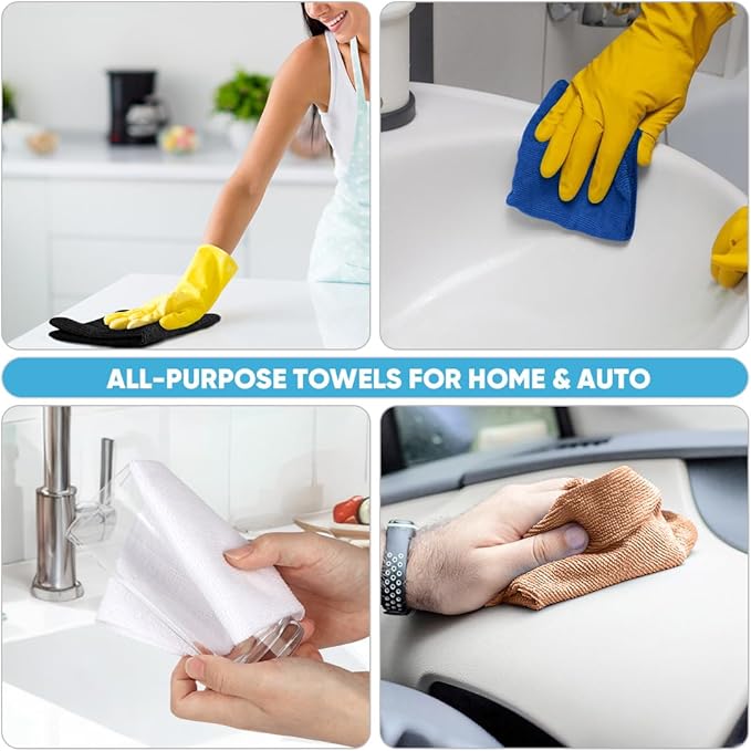 AIDEA Microfiber Cleaning Cloth Roll 55 Sheets, Black Microfiber Towels for Cars, Shop Rags Washable, Cleaning Rags Reusable Paper Towels for Automotive, Workshops, House, Cleaning Supplies 11×9"