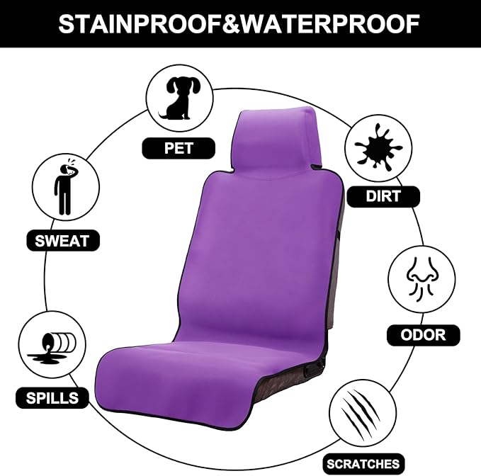 INFANZIA Premium Waterproof Seat Cover Towel Protector Neoprene Universal Fit, Upgraded 100% Washable & Removable Non-Slip Sweat Carseat Towel Covers, Perfect for Gym/Yoga/Workout（Purple,1PCS