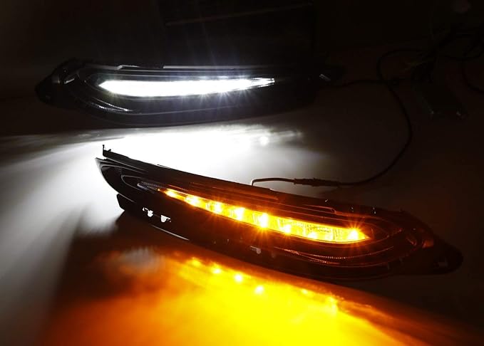 iJDMTOY Lower Bumper Switchback LED Daytime Running Lamp Assy Compatible With 2016-22 Honda HR-V, White DRL w/Amber Turn Signal Flash Feature