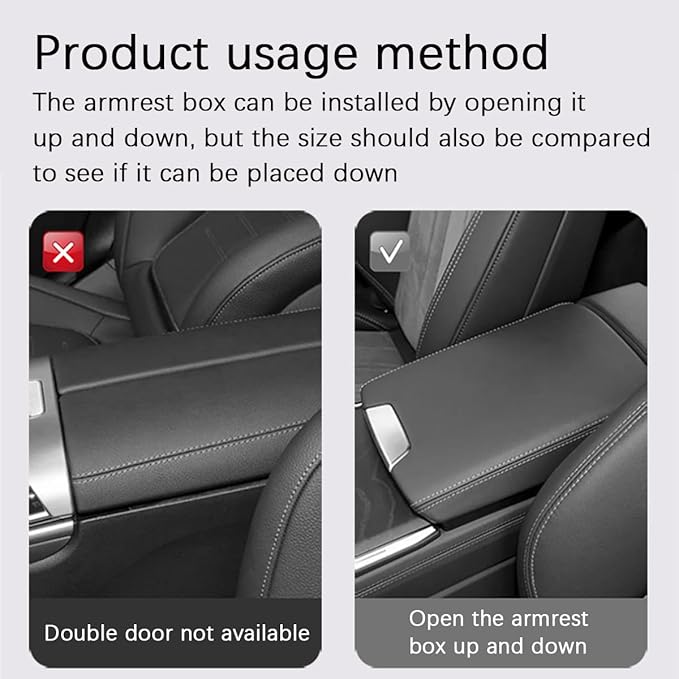 Car Center Console Cover, Leather Vehicle Armrest Cushion Pad with 2 Storage Bags, Auto Interior Middle Console Storage Box Protector Accessories, Universal for SUV, Sedan, Truck (Red)