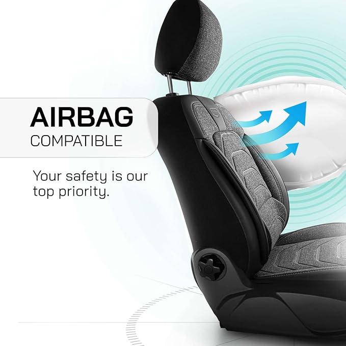 Premium Car Seat Covers Front Seat - Linen Car Seat Cover for SUV, Cars, Most Pickups, Smoke Grey-Grey, Car Seat Protector, Car Seat Covers Front Seats, Car Seat Protector