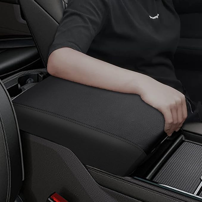 Center Console Cover Anti-Scratch Waterproof Leather Armrest Pad Protector Cushion for Dodge RAM 1500 2500 3500 2019 2020 2021 2022 2023 Interior Accessories(Black)