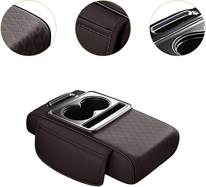 Car Center Console Pad Armrest Cushion Pad Anti Slip Car Decoration with Cup Holder Tissue Box Slot for Car SUV, Style F