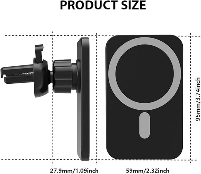 for MagSafe Car Mount Charger, 15W Magnetic Wireless Car Charger for iPhone 17/17 Pro/17 Pro Max/Air/16 15 14 13 12 Pro Max Plus mini, Magnet Cell Phone Holder for Air Vent (Black)