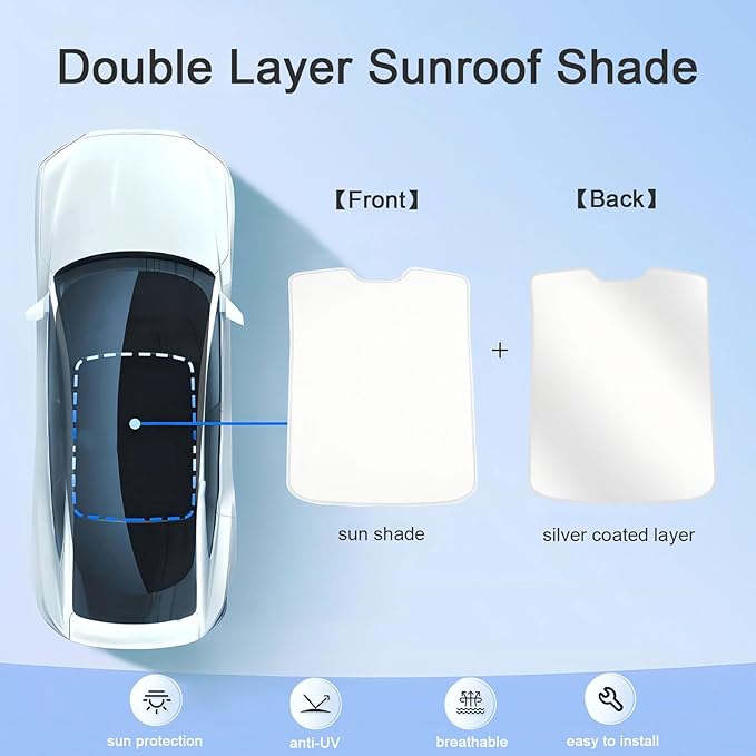 Car Glass Roof Sunshade Compatible with Volvo C40(Not for XC40) 2021-2023, One-Piece Sunroof Shade with Storage Bag, Foldable Sunshade Roof Cover, Heat Insulation, Sun Protection, No-Sagging