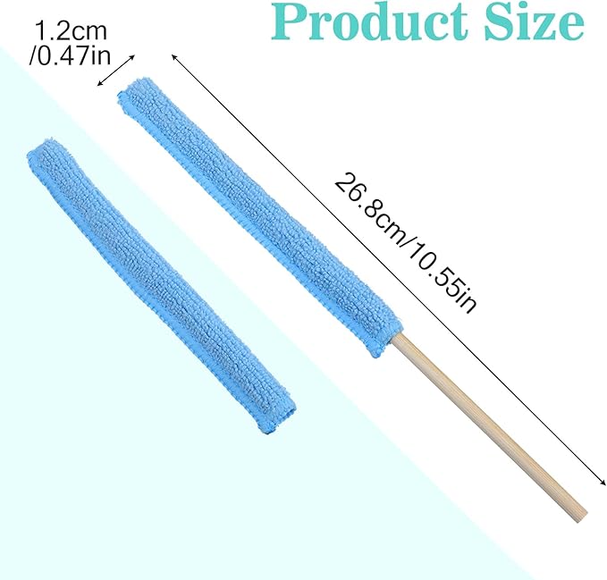 14 Pcs Microfiber Detail Duster Sticks,Small Dust Brush for Tight Spaces,Disposable Crevice Cleaning Tool,Microfiber Mini Fan Dust Cleaner for Vent,Window,Car,Home & Office