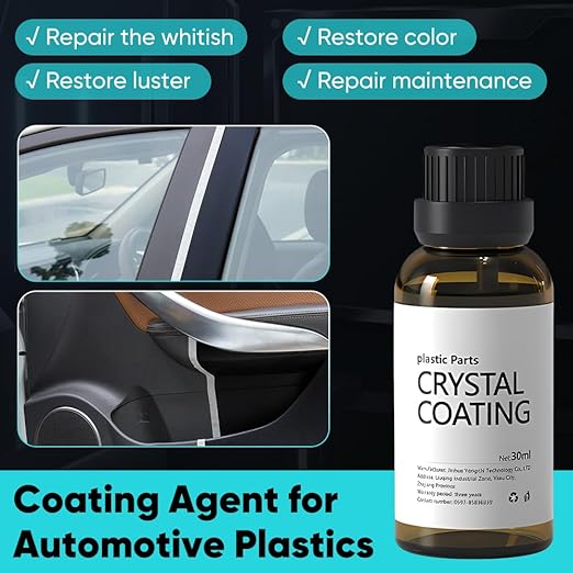 Crystal Coating for Car Plastic Parts - Plastic Trim Restorer to Restore Faded Surfaces - Long Lasting Shine, Easy Wipe-On for Dashboard, Door Panels & Exterior Trim (1)