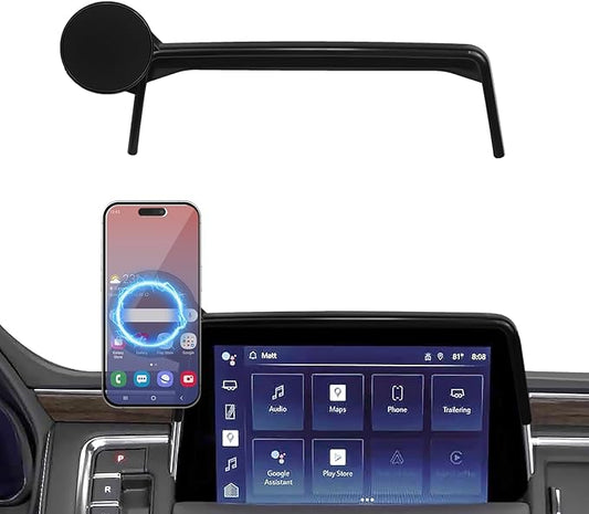 Car Phone Holder for 2021-2024 Chevy Suburban Tahoe/GMC Yukon Accessories 10.2-inch Screen Fixed Clip, Magnet Cell Phone Mount Compatible with MagSafe 360° Rotation Phone Automobile Cradles