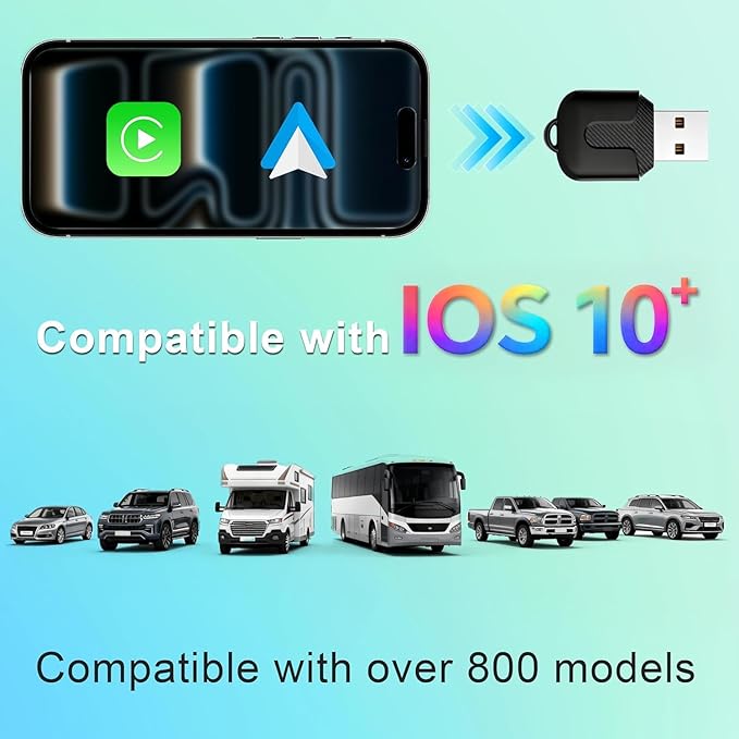 Wireless Carplay Adapter, Convert Wired to Wireless CarPlay, Compatible with CarPlay, Plug and Play, Type-C/USB, Suitable for 800+ Vehicles (Matte Black)