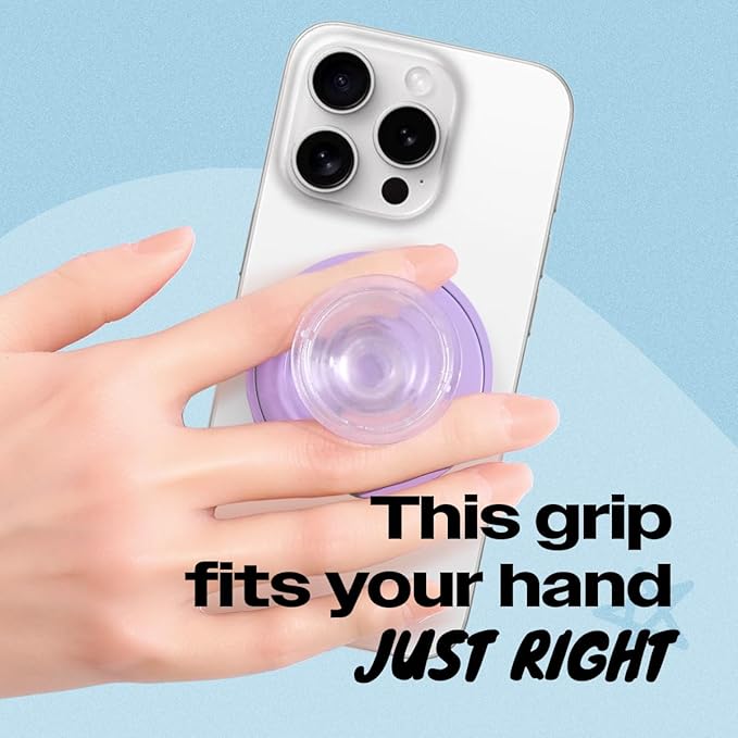 On The Grip Compatible with Magsafe Ultra-Thin Collapsible Phone Grip – Sleek Magnetic Phone Holder for iPhone & Android, 360 Rotation, Wireless Charger Compatible, Durable & Portable (Violet)