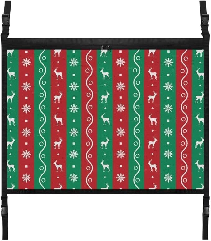 Deer Snowflake Print Auto Seat Storage Hanging Bag Multi-Purpose Seat Organizer for Vehicle Passenger Seat Organization and Storage One Size