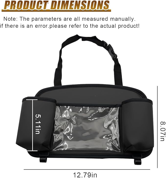 Craedli 3 in 1 Car Back Seat Organizer with Cup Holder & Hook, Multifunctional Car Seat Back Storage Box for Hold Phone Drinks Handbag, Auto Interior Organizer Travel Accessory with Tissue Box (Black)