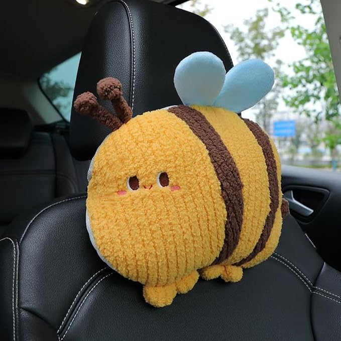 Bee Shaped Car Headrest Pillow Neck Rest Driver Seat Cushion 1 PCS- Neck Pillow