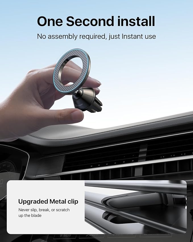 andobil for MagSafe Car Mount [Strongest Magnet, 1S Install] Magnetic Phone Holder for Car Vent 360 Adjustable Compact Magnetic Car Phone Holder Mount for iPhone 17 Pro Max 16 15 14 13 12 Plus Mini