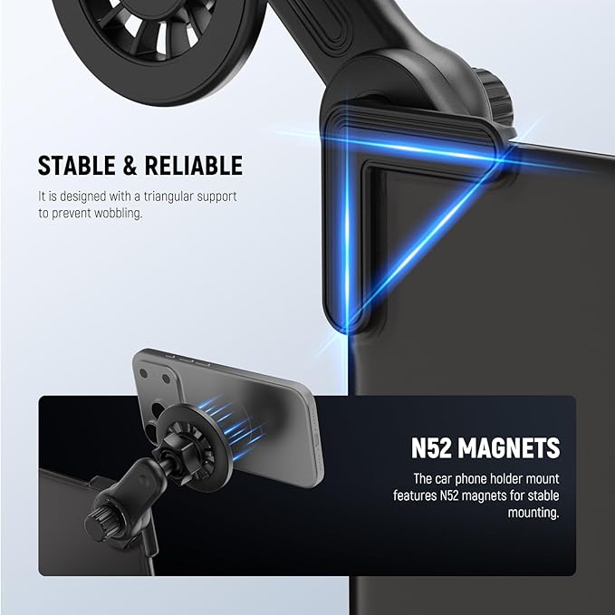 NEEWER Entry Level Version Magnetic Phone Holder Mount for Your Car Compatible with Tesla Model 3 / Y Accessories, Compatible with MagSafe iPhone Samsung Huawei Android for Video Recording, YW-145A