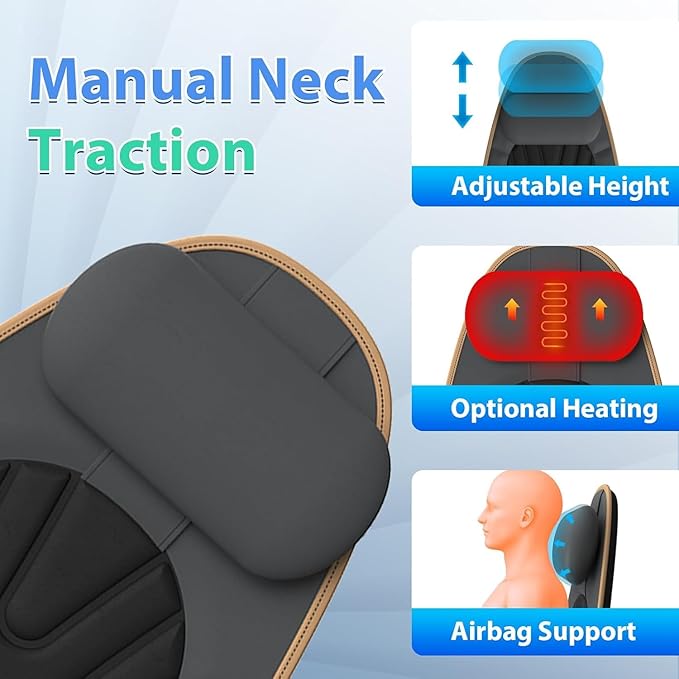 Sotion Back Massager for Chair with Heat, Massage Chair Pad for Recliner with 8 Vibration, Seat Cushion for Seniors, Office Workers & Family, Fatigue & Pain Relief in Office, Home & Travel