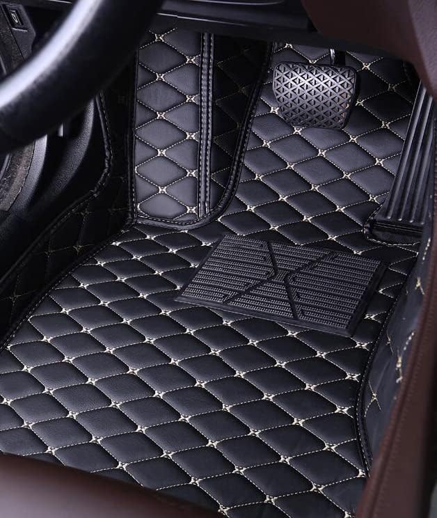 Car Floor Mats for 99% Cars, Trucks and SUVs Full Coverage Pads Protection Non-Slip Leather Floor Liners (Light Brown)