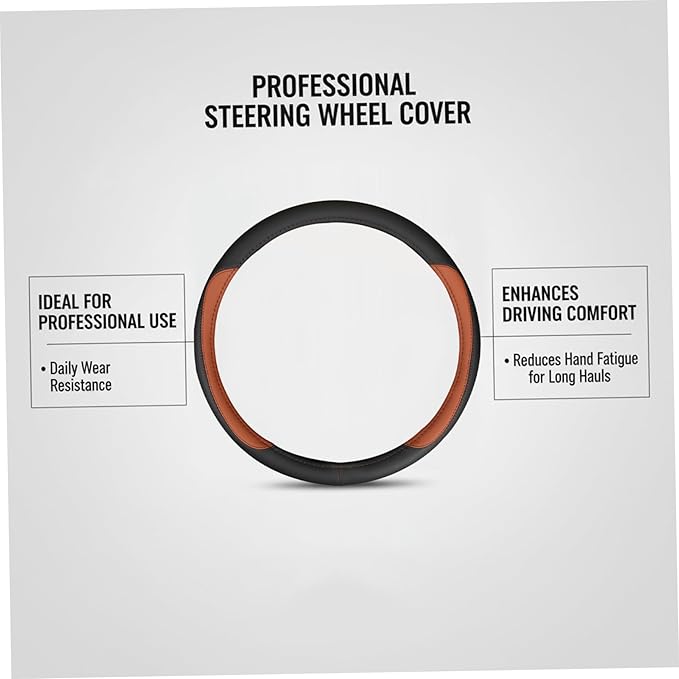 18 Inch Steering Wheel Cover, Leather Truck Steering Wheel Covers for Semi Trucks & Big Rigs, (Black Brown, 45cm/18)