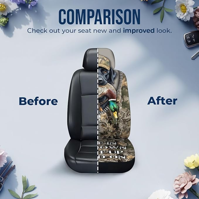 GENANY Duck Hunting Car Seat Covers Set of 2, Breathable Front Seat Covers for Truck Sedan SUV, Camouflage Car Accessories, Duck Hunting Gift for Women Men