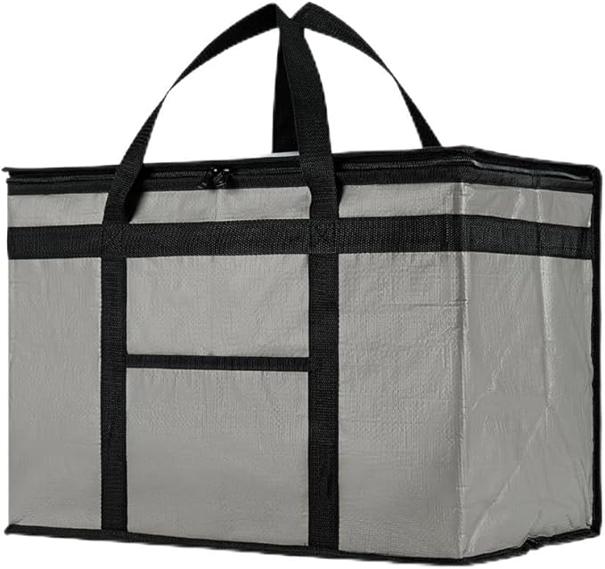NZ home Insulated Bags for Food Delivery (2XL PRO) Grocery Shopping Cooler Bag, Pizza Delivery, Hot & Cold Catering Tote, Reusable, Foldable & Heavy Duty (Gray)
