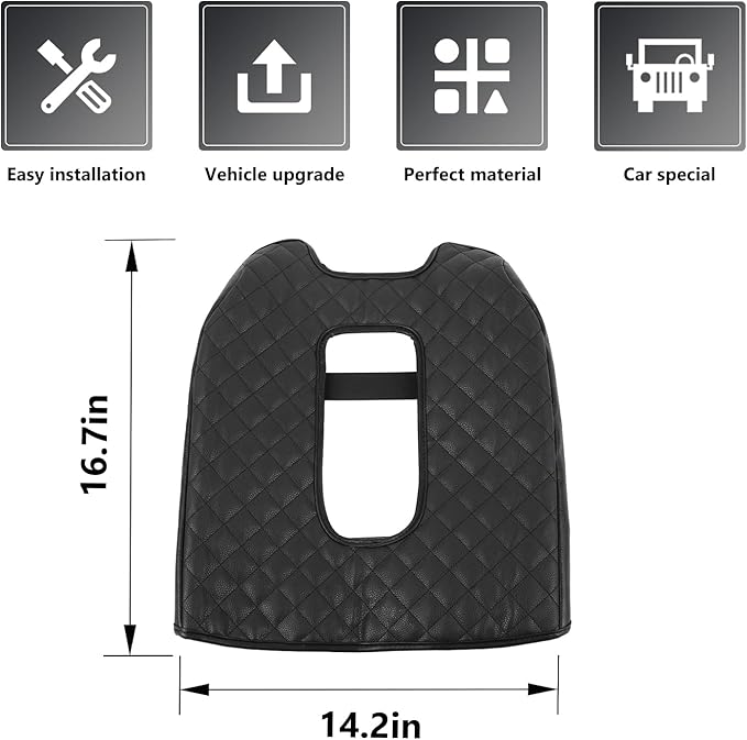 Armrest Pad Cover, Center Console Cover Leather Cushion Pad Compatible with 2019-2023 Chevy Silverado & GMC Sierra, Black