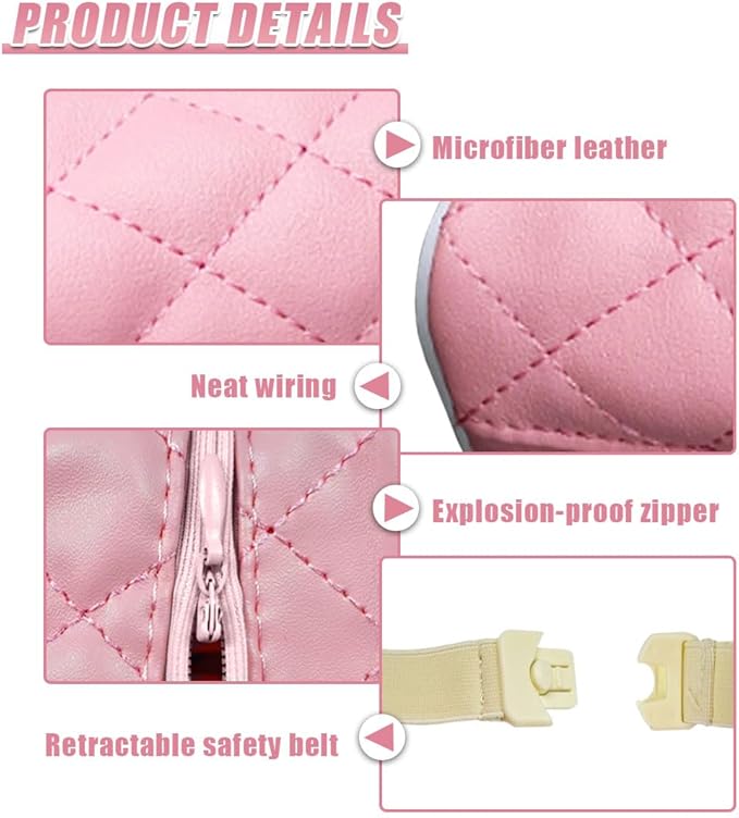 Car Tissue Holder, Soft PU Leather Auto Backseat Napkin Holder, Rectangle Hanging Tissue Box for 100-150 Standard Tissues, Universal Car Interior Storage & Organization Accessories (Pink)