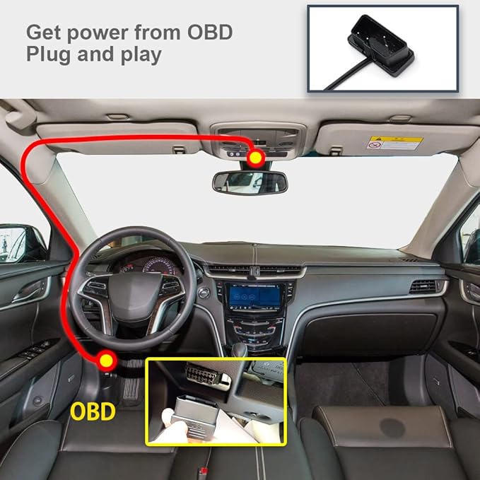 Fitcamx Front 2K+Rear 1080P Dash Cam, Universal Fit (Powered from OBD or Fuse Box), No Rearview Mirror Cover, Dual HD Video, WiFi & APP, Loop Recording, Gravity Sensor, Easy to Set, 64GB Card