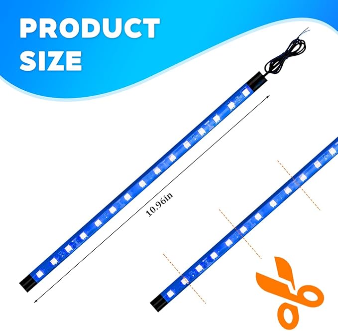 Motorcycle RGB LED Light Kit, 6PCS DC 12V Waterproof Motorbike Underglow Strip Lights Kit, Golf Cart Exterior Ground Effect Atmosphere Lamp, Universal for SUV RV Truck (Blue)