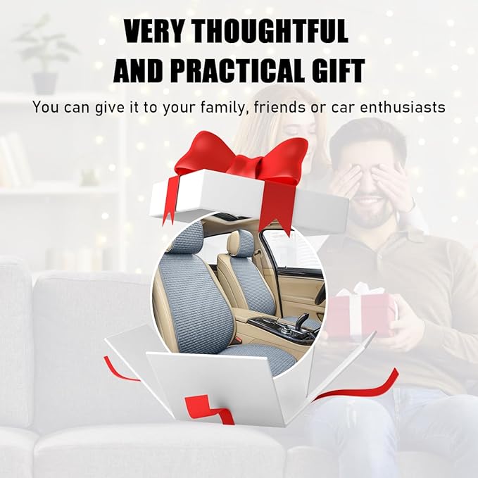 4PCS Car Seat Cover Pad, Breathable Auto Front Seat Bottom Cushion Mat & Seatback Cover, Soft Comfortable Vehicle Full Seat Protector, Universal Truck SUV Car Accessories (Gray)