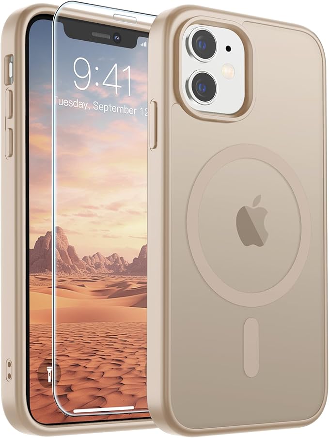 SUPFINE Magnetic for iPhone 11 Phone Case(Compatible with MagSafe)(Military Grade Drop Protection) Slim Translucent Matte Shockproof with Anti-Fingerprint Phone Case,Desert Gold