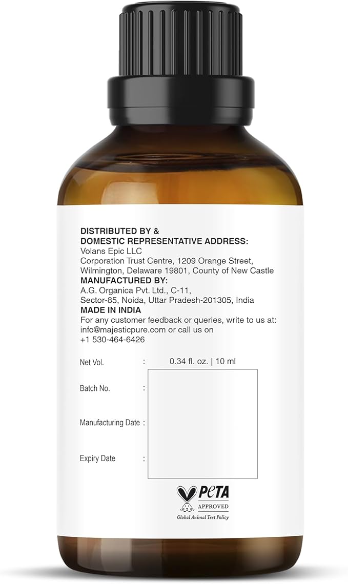Majestic Pure Essential Oil with Glass Dropper - 100% Pure and Natural - Essential Oils for Diffuser, Aromatherapy, Soap and Candle Making, Vanilla Essential Oil, Vanilla Oil, 0.3 Fl Oz