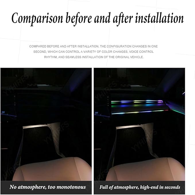 Dynamic RGB Interior Light Kit, Led Lights for Car with Dynamic Color Chasing, Adjustable Brightness for Lnterior Into A Dynamic and Colorful Space (1 Kit + 4 Faros)