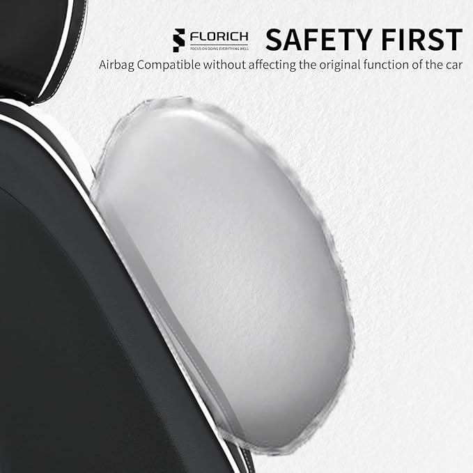 FLORICH Leather Car Seat Cover Full Set Automotive Seat Covers 5 Seats Front and Back Seat Cover Full Coverage Car Seat Protector Universal Fit for Most Car Truck SUV, Black&White