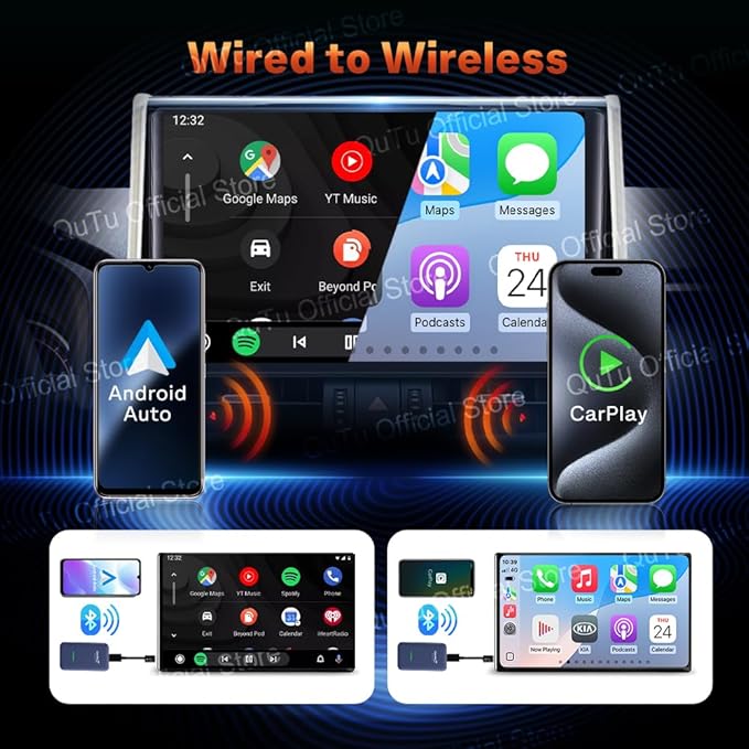 CarlinKit 4.0 Wireless CarPlay 2026 Apple - Wireless CarPlay Adapter for OEM Factory Wired CarPla y Cars 2 in 1. Plug & Play, Wired to Wireles s, Auto Connect, Online Upgrade, 5.8GHz Wi-Fi GPS
