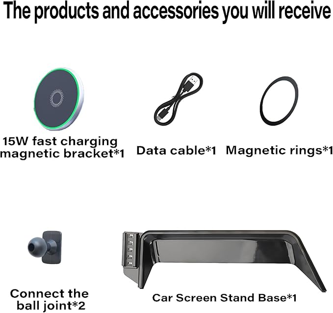 Car Phone Holder for Toyota C-HR 2019-2022 Accessories Apply to 8 Inch Touch Screen 15W Fast Wireless Charger Screen Fixed Clip Cell Phone Mount Hands-Free 360 Degree Rotation