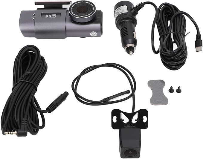 4K Front 1080P Rear Dual Dash Cam G Sensor Parking Mode Loop Recording with APP Control for Car 135° Wide Angle Night Vision Type C Interface