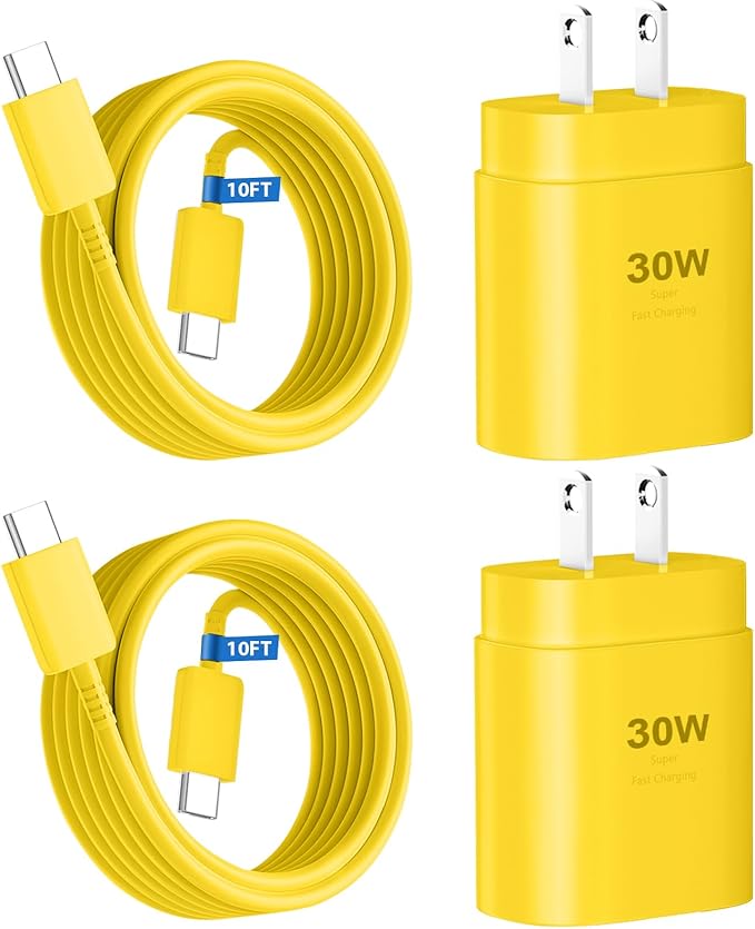 Phone 17 16 15 Charger Fast Charging,30W USB C Phone 17 16 15 Pro Max Charger Block &10FT Long Type C Cable Cord for i.Phone 17/Air/17 Pro/17 Pro Max/16/16 Plus/16 Pro/16 Pro Max/15/15 Pro Max,Yellow