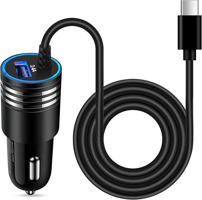 Android Car Charger Type C Samsung Car Charger Fast Charging for Samsung Galaxy S26/S25/S24/A57/A37/A17/A56/A36/A26/A16/A15/A14/A54/A53 5G/A13/S23/S22/S21/S20/Z Flip7,3.4A Car Adapter+3ft USB C Cable
