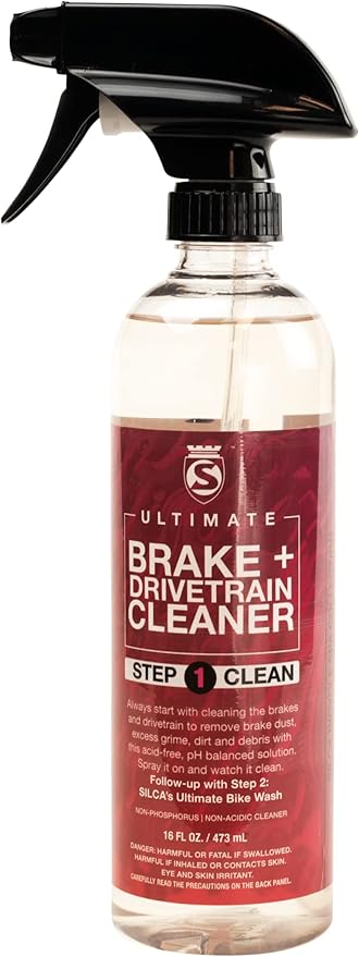 SILCA Ultimate Brake and Drivetrain Cleaner for Bicycles, best for disc brakes chains and cassette, 16 ounce spray bottle, purple foam encapsulates grit and grime