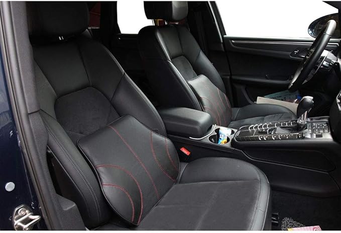 PU Soft Leather Lumbar Cushion,Car Seat Lower Back Support Pillow with Soft Memory Foam,Comfortable for Car Driving & Home Office Computer Chairs Back Pain Relief Corrects Posture
