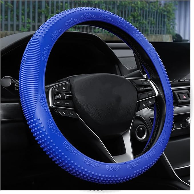 Steering Wheel Cover, Car Silicone Steering Wheel Protector, Anti-Slip Soft Odorless Wheel Covers, Universal 14-15 Inch Steering Wheel, Automotive Interior Accessories (Dark Blue)