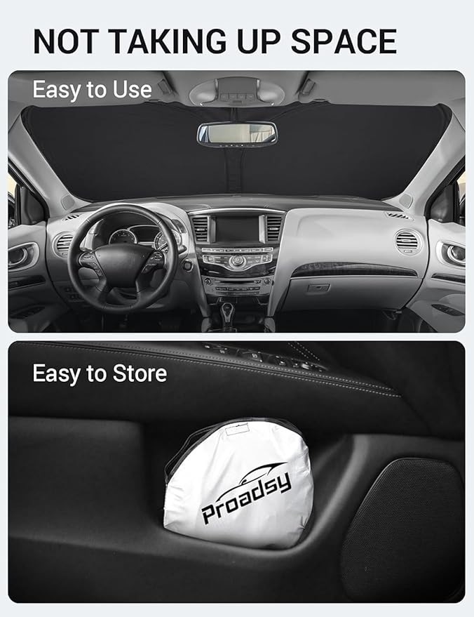 Proadsy 2026 Upgrade Front Windshield Sun Shade Foldable Sunshade Protector Custom Fit 2014-2021 Infiniti QX60 Accessories