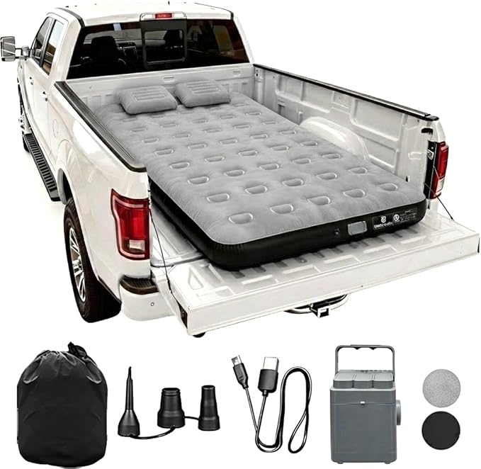 Umbrauto Air Mattress for 5.5-6.5 ft Short Bed Full-Size Trucks, Pickup Truck Airbed Mattress with Wireless Rechargeable Pump for Outdoor Travel