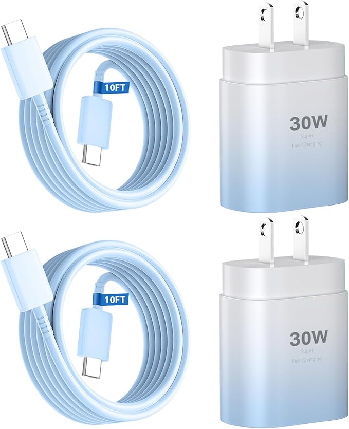 Phone 17 16 15 Charger Fast Charging,30W USB C Phone 17 16 15 Pro Max Charger Block&10FT Long Type C Cable Cord for i.Phone 17/Air/17 Pro/17 Pro Max/16/16 Pro/16 Pro Max/15/15 Pro Max,Blue Gradient