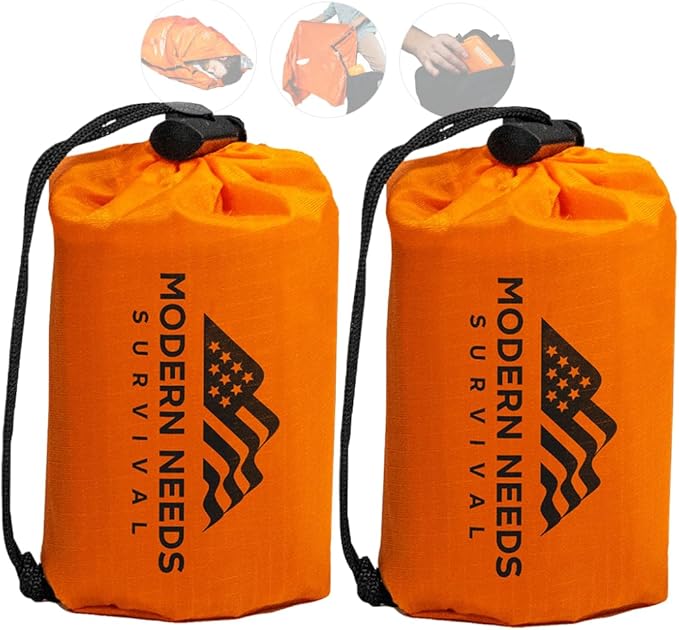 MODERN NEEDS Emergency Sleeping Bag Survival – Thermal Blanket & Bivy Sack | Emergency Bivy & Survival Blanket | Outdoor Sleeping Bag & Hiking Sleeping Bag | Sleeping Bags for Adults