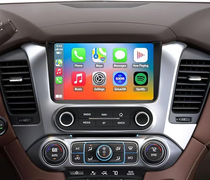 4G Network QLED Radio for GMC Yukon Chevrolet Chevy Tahoe Suburban 2015 2016 2017 2018 2019 Non-Bose Upgrade,8-Core Touch Screen Stereo,Wireless CarPlay & Android Auto