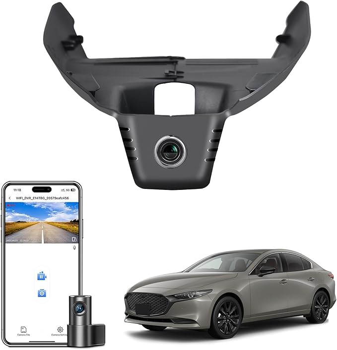 Mangoal Front 4K & Rear 1080p Dash Cam Custom fit for Mazda 3 2024 2025 2026(Model B), UHD 2160P Video, Free App & WiFi, 128GB Card