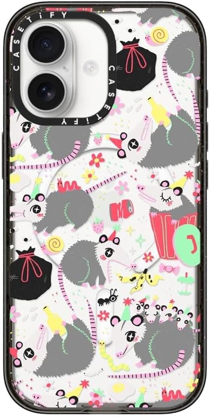 CASETiFY Impact iPhone 17 Case [Slim/Compatible with Magsafe / 8.2 ft. 4X Military Grade Drop Protection] - Opossum Symposium - Clear Black