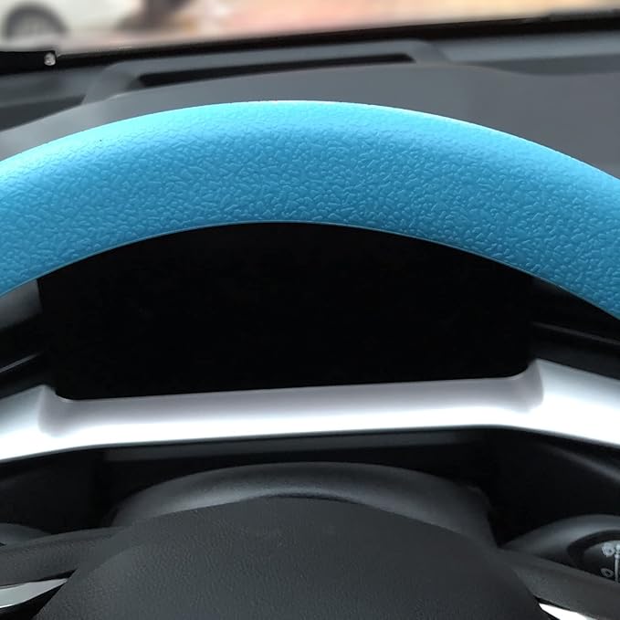 Blue Car Steering Wheel Cover: Universal RPKEY 13.5 to 15 inches Silicone Steering Cover Compatible with Most Car Models Fit for Round D Shape