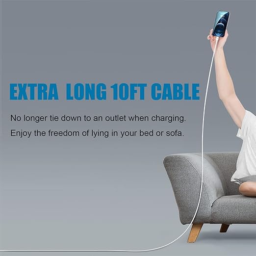 iPhone Fast Charger,10FT iPhone Charger Fast Charging 20W PD USB C Wall Charger Plug Type C Power Adapter Lightning Cable Cord Compatible with Apple iPhone 14/13/12 Pro/11/XS/Max/XR/X/8 Plus/SE,iPad